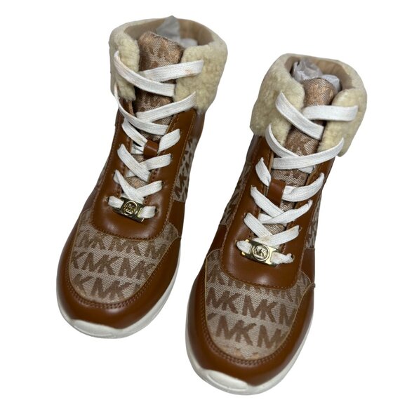 Tan Tahoe Wedge Boots with Monogram Faux Sherpa Trim, Girls'  5 US Euro 36 4 UK - Picture 3 of 5